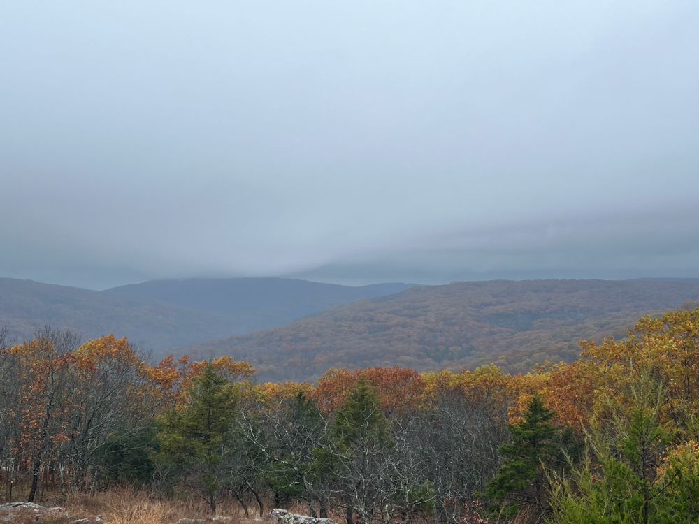 Low clouds and rain in the autumnal NE Ozarks