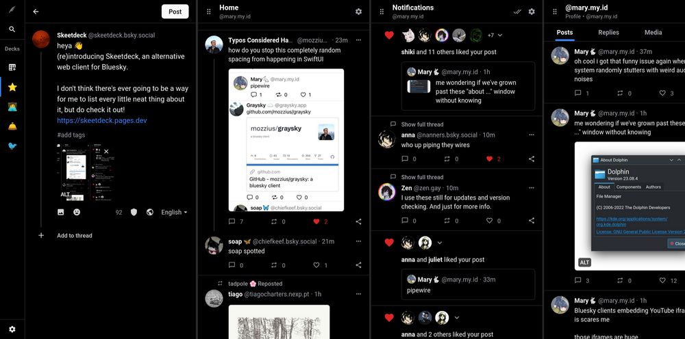 screenshot of Skeetdeck in action