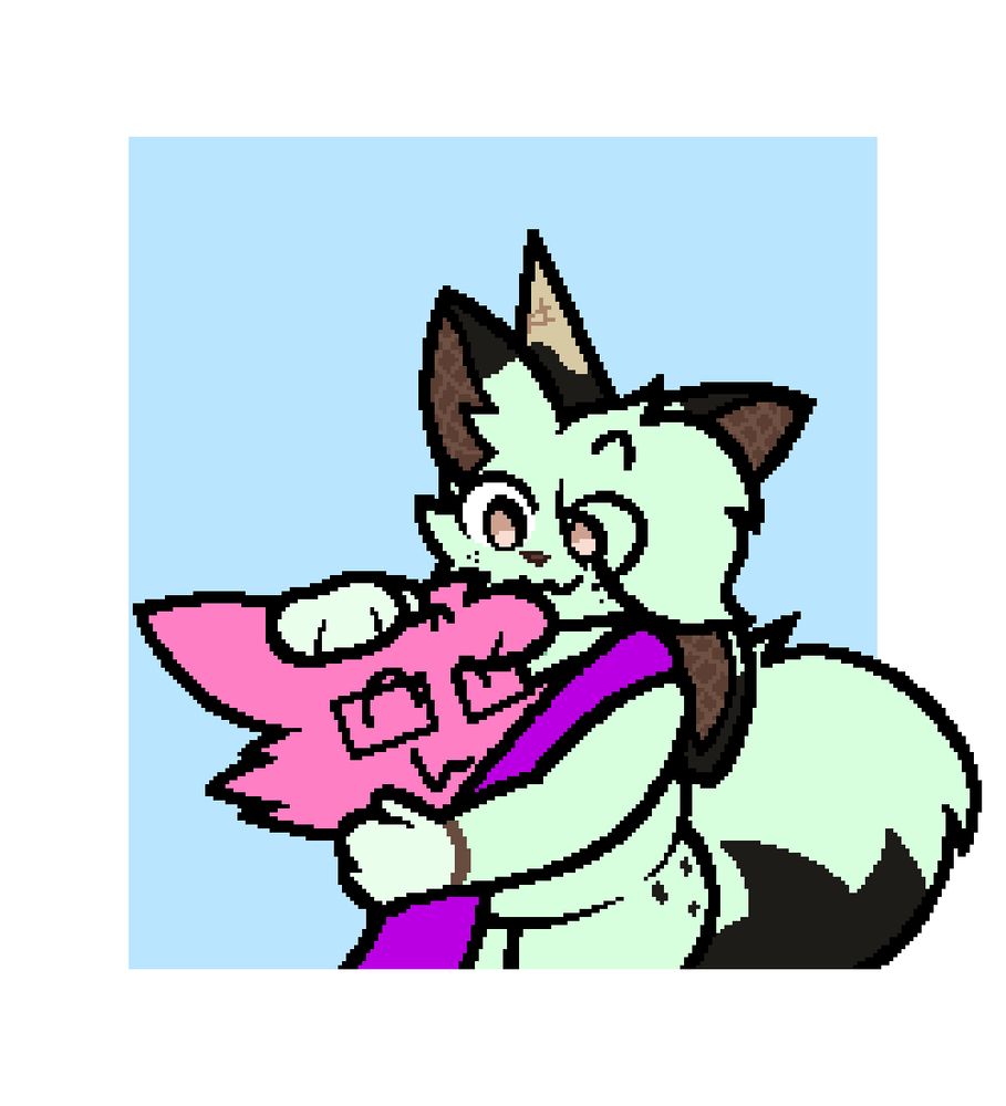 Creme's character at normal-size, being hugged by Nameless
(Ice creammm yum =v= I mean, uh, cute =v= )