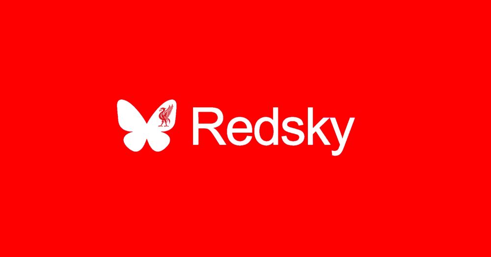 Red version of the bluesky logo for Liverpool fans