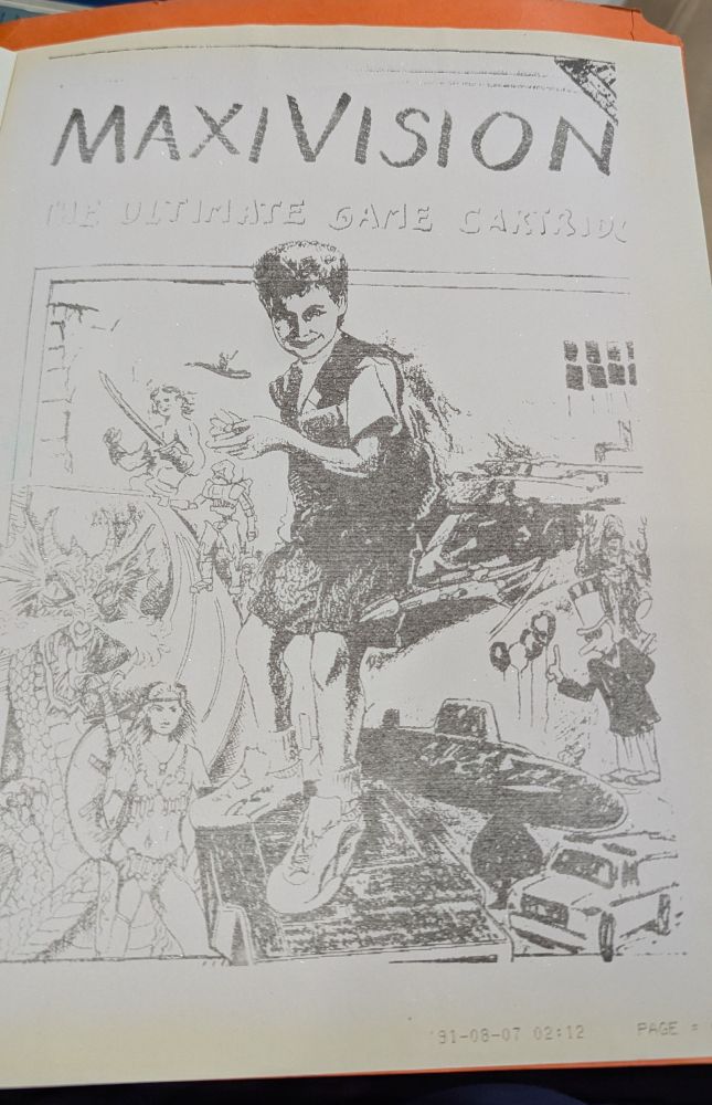 Photo of a B&W photocopy of a possible artwork mock-up/draft.