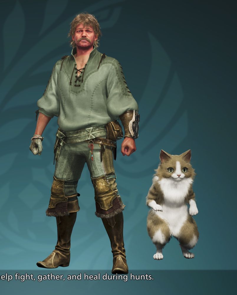Sunburnt Chuck and Winky the Palico