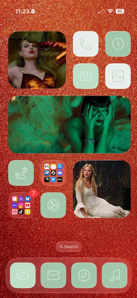 iphone home screen with taylor swift photos