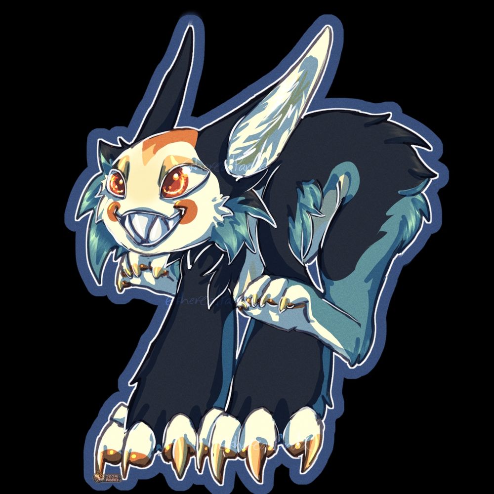 A creature with long thin ears, a big grin, and large front paws, sprinting on all fours