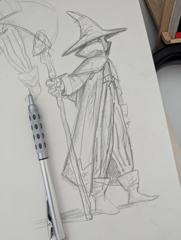 sketch of FFT's black mage, with his long and lanky self
