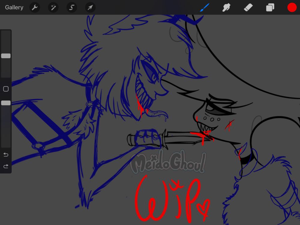 A zoomed in version of the artwork, focused on their grinning faces as they indulge.