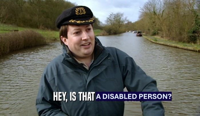 Image of Mark Corrigan from Peep Show with caption 'HEY, IS THAT A DISABLED PERSON'
