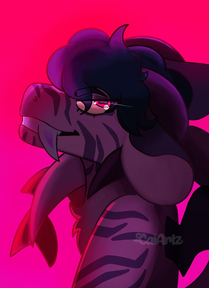 Cai drawn in the style of Kpop demon hunters looking at the audience from the side