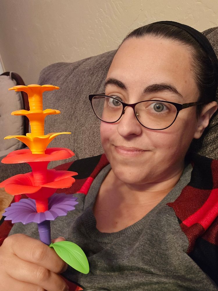 Me with a flower build by Bean - it smells lovely