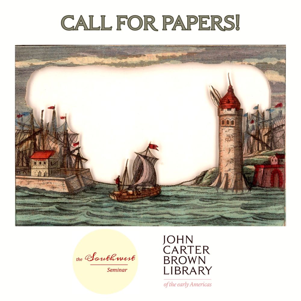 The image contains the Southwest seminar logo, the JCB logo, the phrase "Call for Papers" and an image of a boat at sea.
