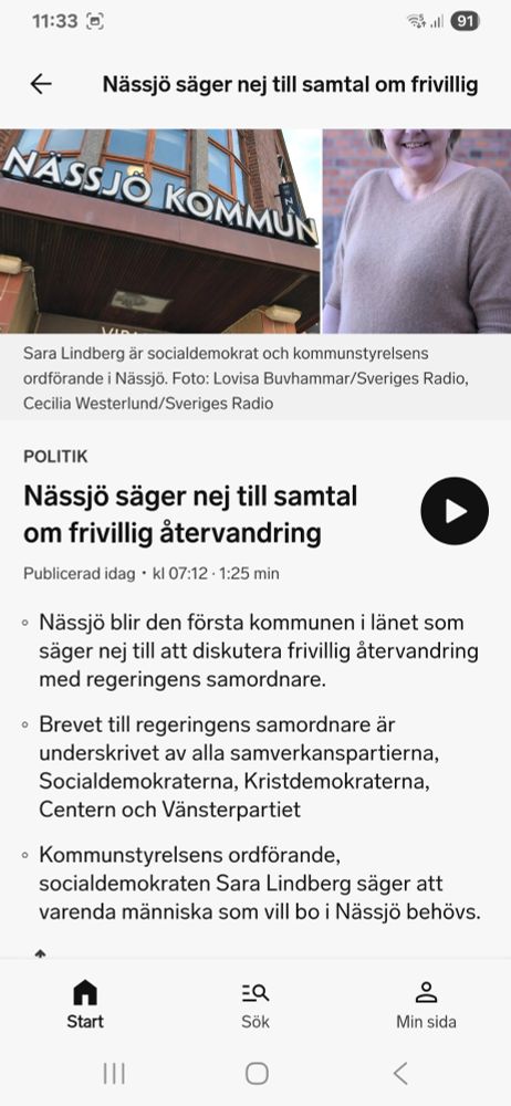 Nässjö säger nej till samtal om frivillig återvandring.