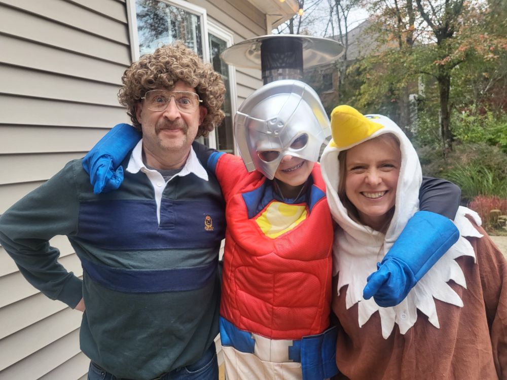 A boy Justice Peacemaker his mom is eagly and his dad is Adrian Chase