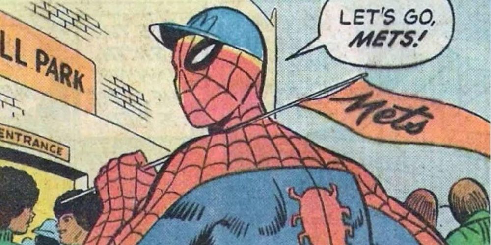 Spider-Man saying let's go Mets 