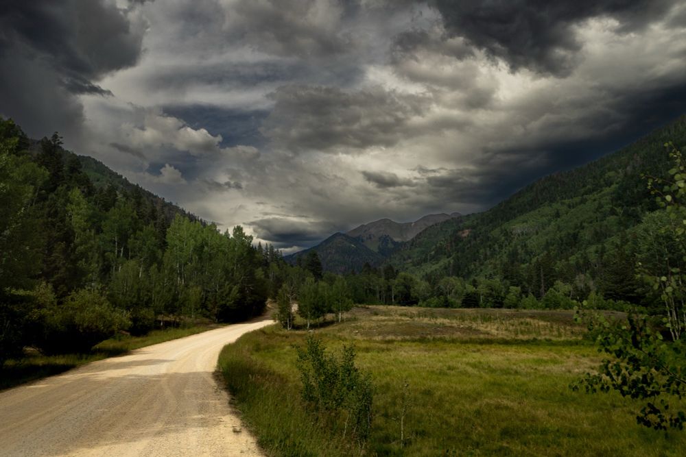 Stormy mountain road