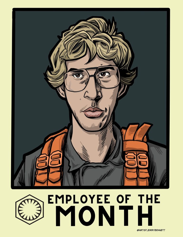 Drawing of Adam Driver caricature as Matt the Radar Technician from the classic SNL skit, Undercover Boss.