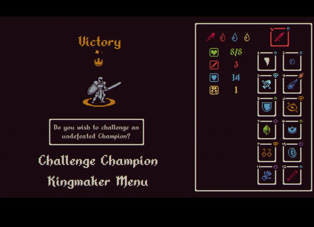 A screenshot of the game He Is Coming showing the Kingmaker mode's victory screen.