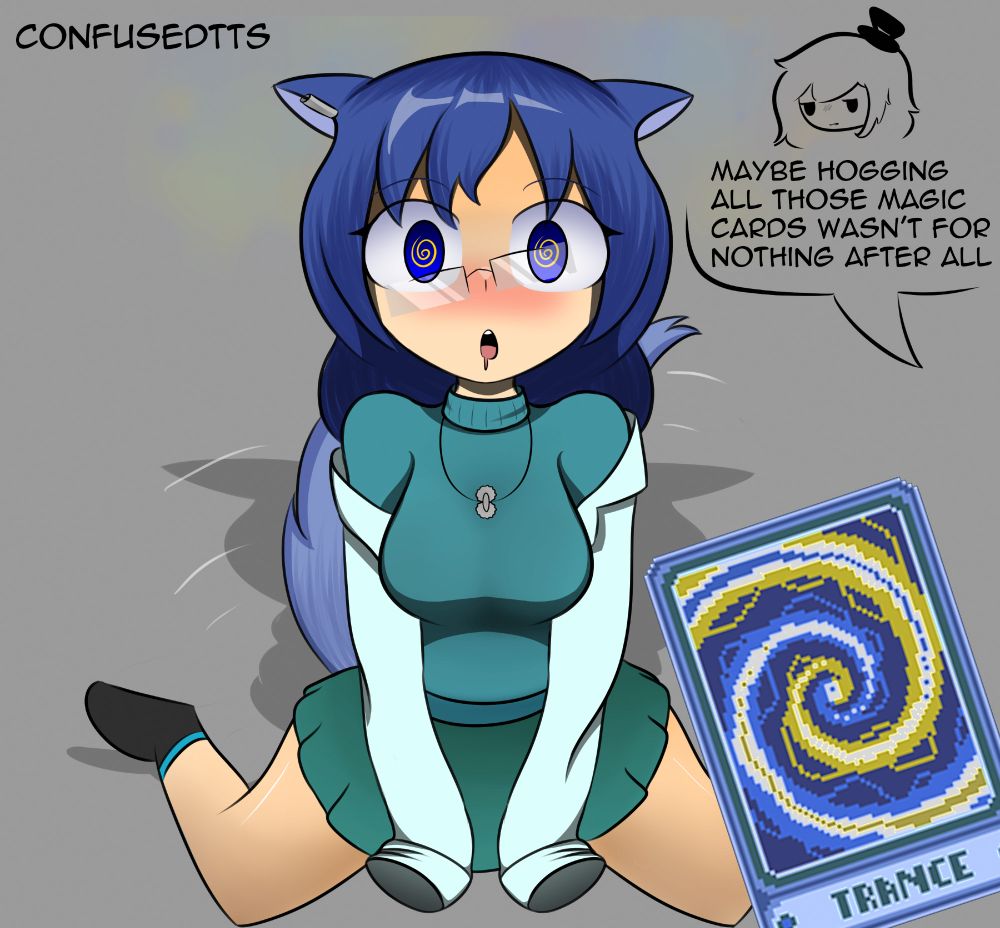 Katie being hypnotized by Connie's 'trance' card