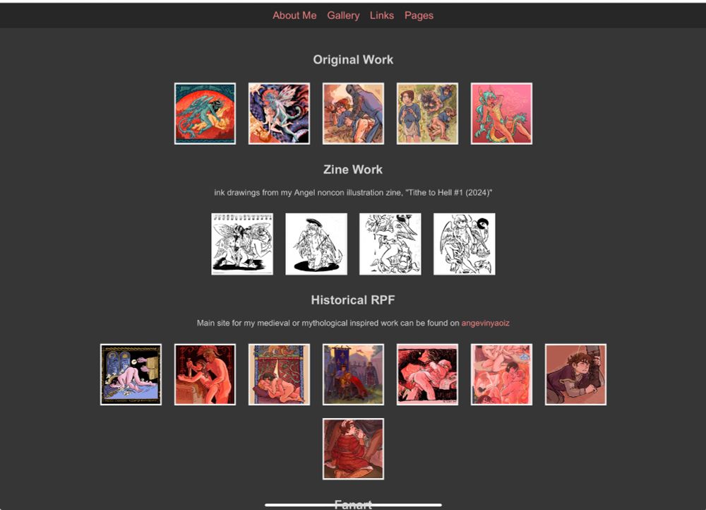Screenshot of my site and its gallery of images