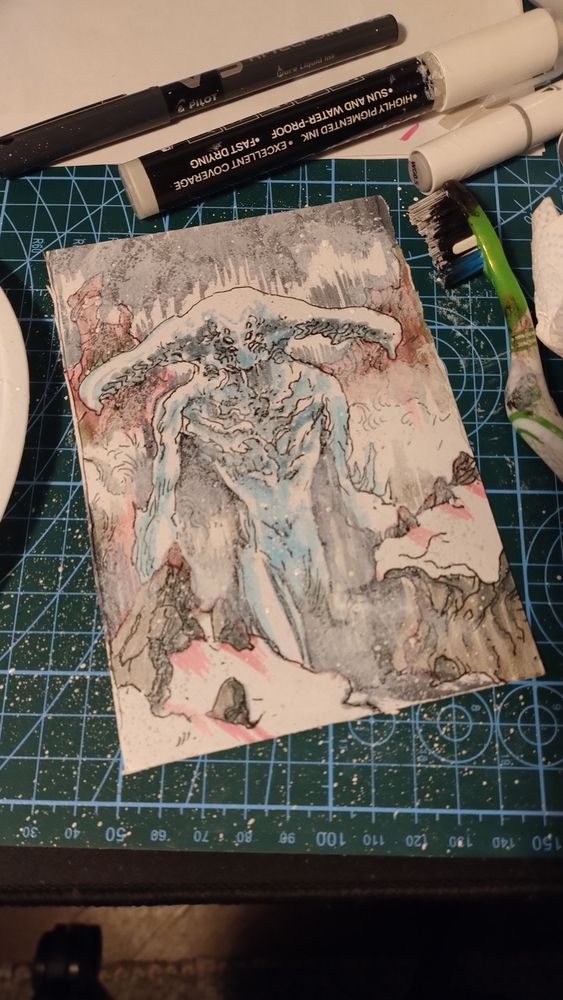 process shot of my winter giant illustration