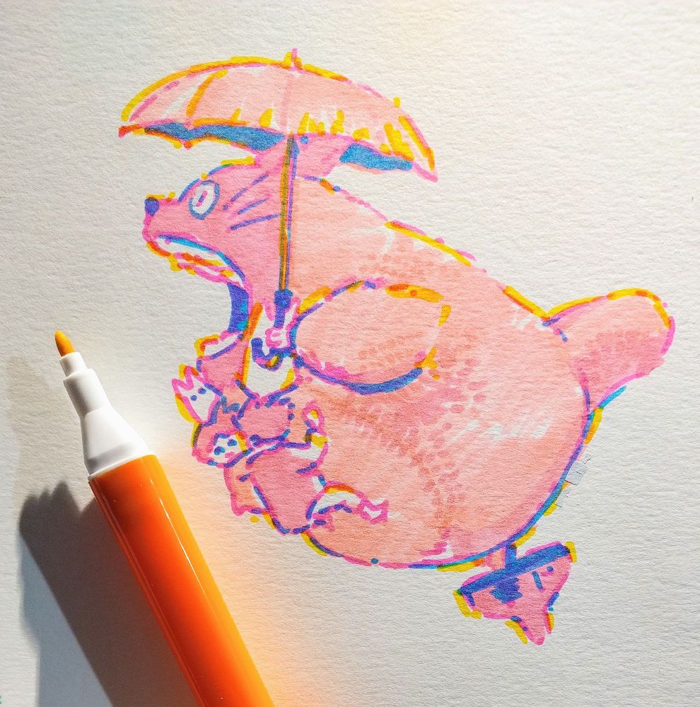 color markers drawing of Totoro from Hayao Miyazaki Tototro movie