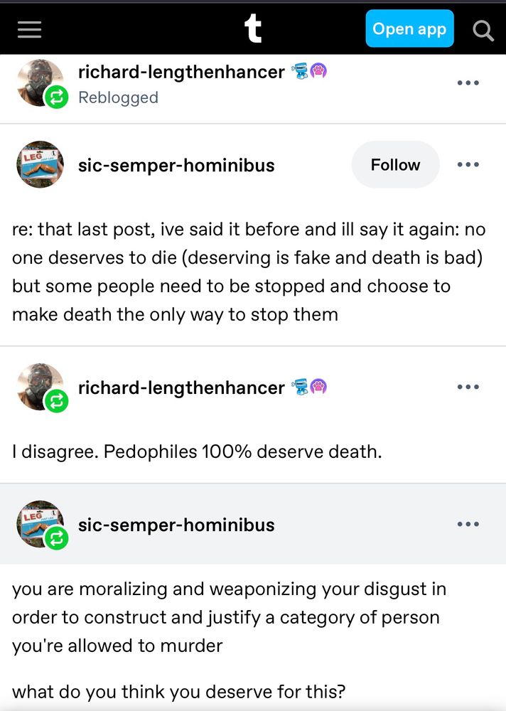 Screenshot of the beginning of the "deserving is fake and death is bad" Tumblr post