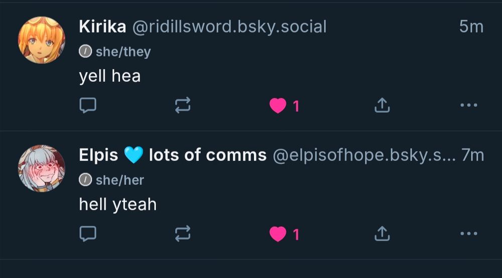 Two replies to my post checking interest in the run that read "yell hea" and "hell yteah"
