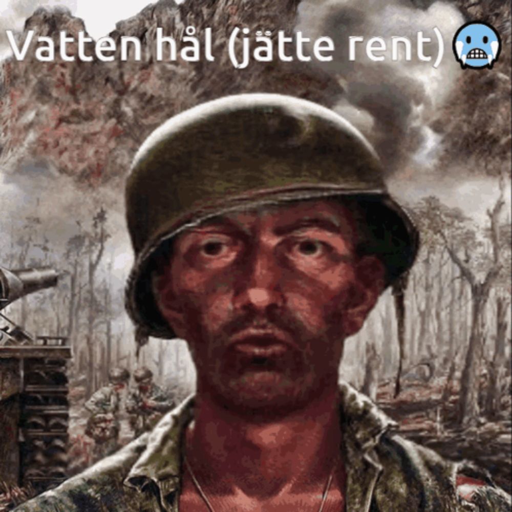 a painting of a soldier with the words vatten hal