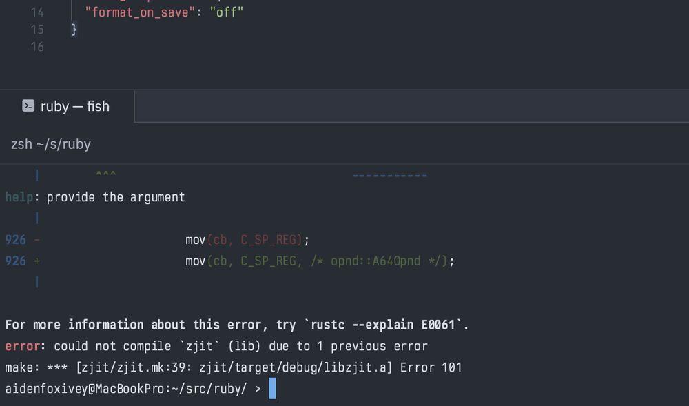 screenshot of the Zed editor with greyed out text and kerning issues