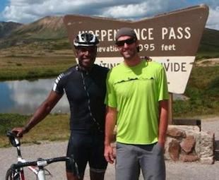 barry bonds with a guy at the top of Independence Pass
