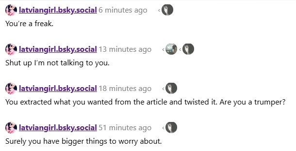 Log of replies from @latviangirl.bsky.social ending with 