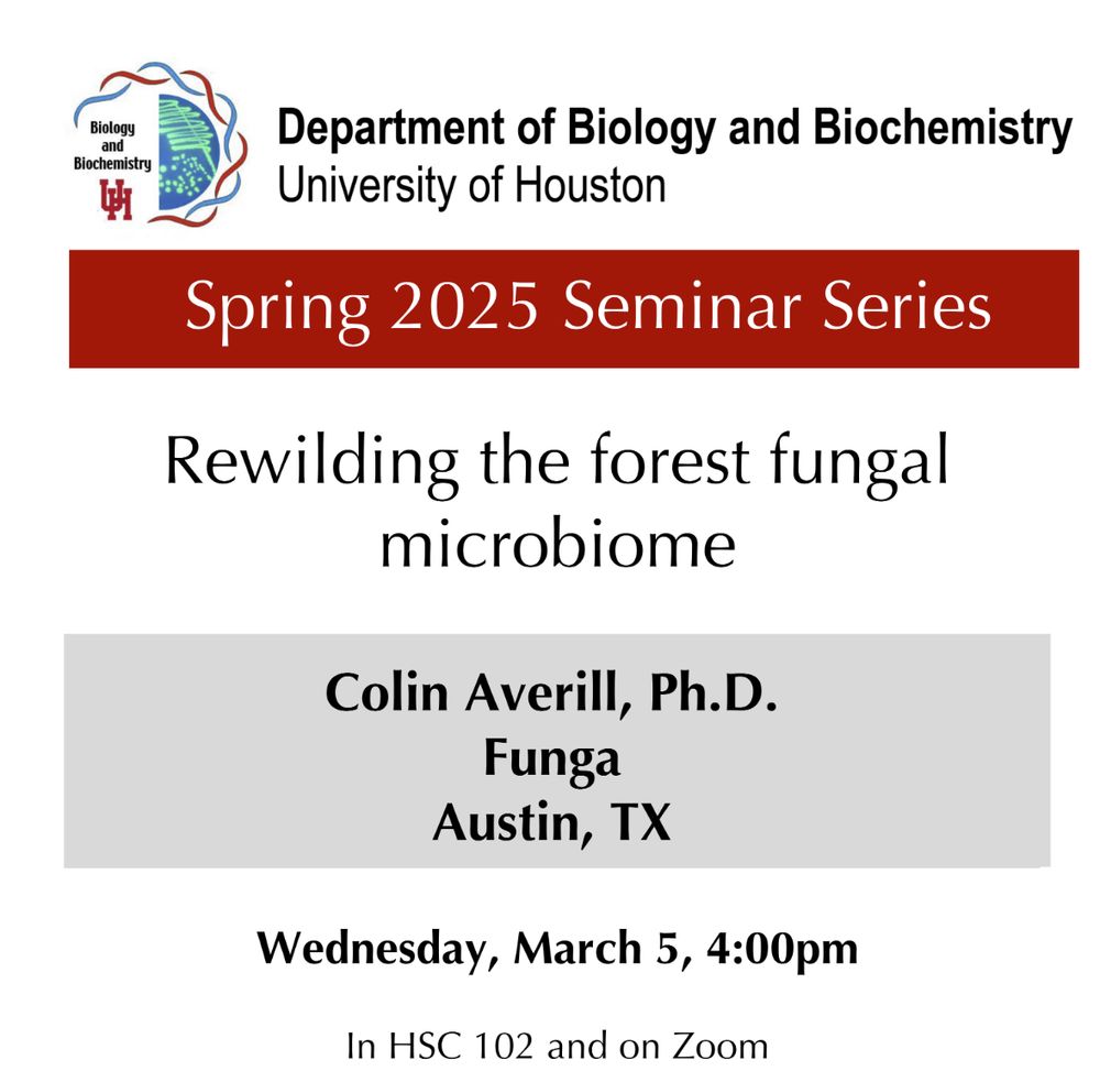 flyer on the talk to be giving by Colin Averil. rewilding the forest fungal microbiome