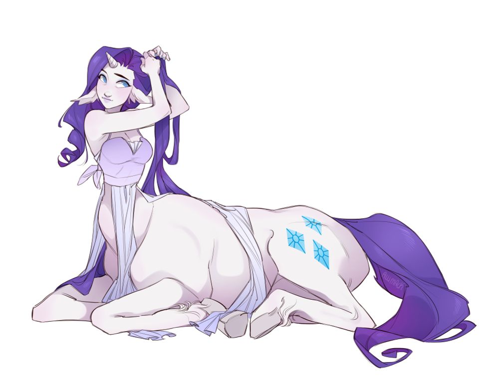Centaur Rarity, My Little Pony: Friendship is Magic! She's laying down and fussing with her hair