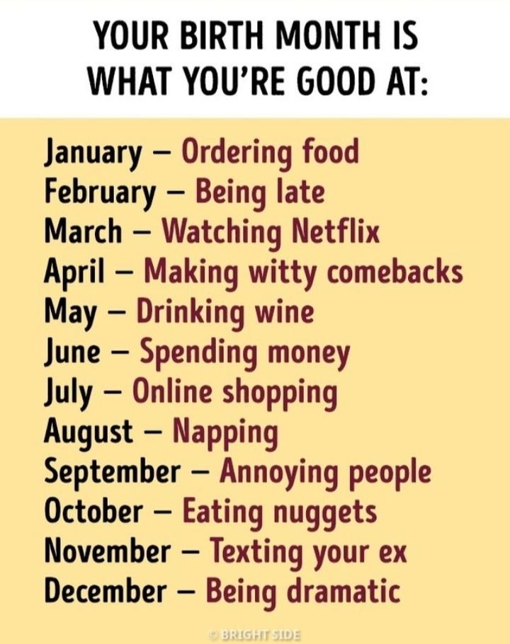 Your birth month what you're good at 😁