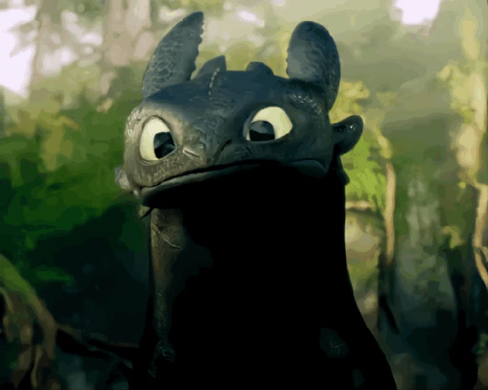 a toothless from how to train your dragon is looking at the camera