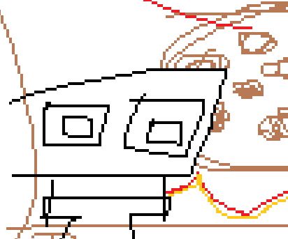 me (the black lines one) inside the Source Filmmaker program (the brown lines stinky one) kinda shocked for the doom that has happened after i booted up Source Filmmaker in years........ probably..

Crudely drawn in MS Paint.