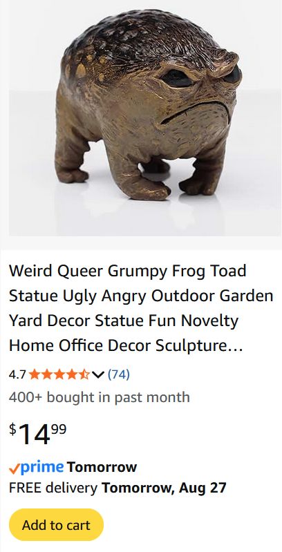 Weird Queer Grumpy Frog Toad Statue Ugly Angry Outdoor Garden Yard Decor Statue Fun Novelty Home Office Decor Sculpture... 