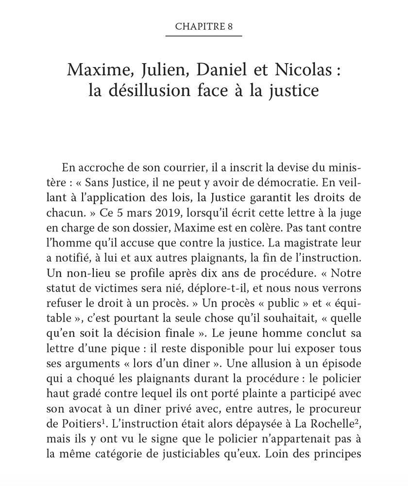 Extrait du chapitre 8 de l'ouvrage "Faute de Preuves", qui raconte l'histoire de ces quatre garçons.