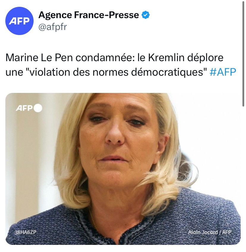 Tweet de l’Afp sur la déclaration du Kremlin.