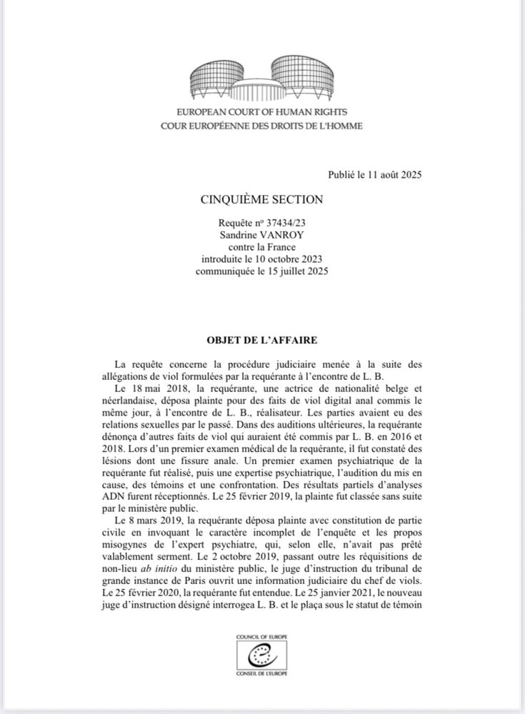 Extrait du document de la cedh résumant l’affaire Luc Besson.