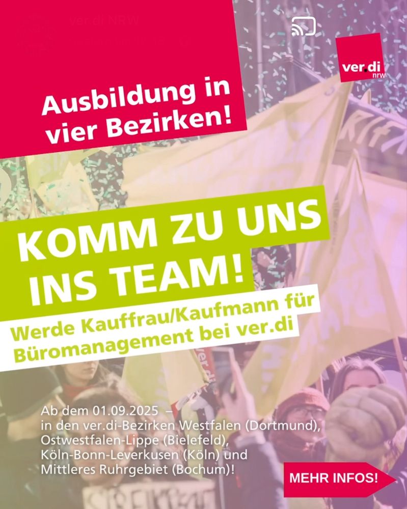 Komm zu uns ins Team, werde Kauffrau/Kaufmann für Büromanagement bei ver.di