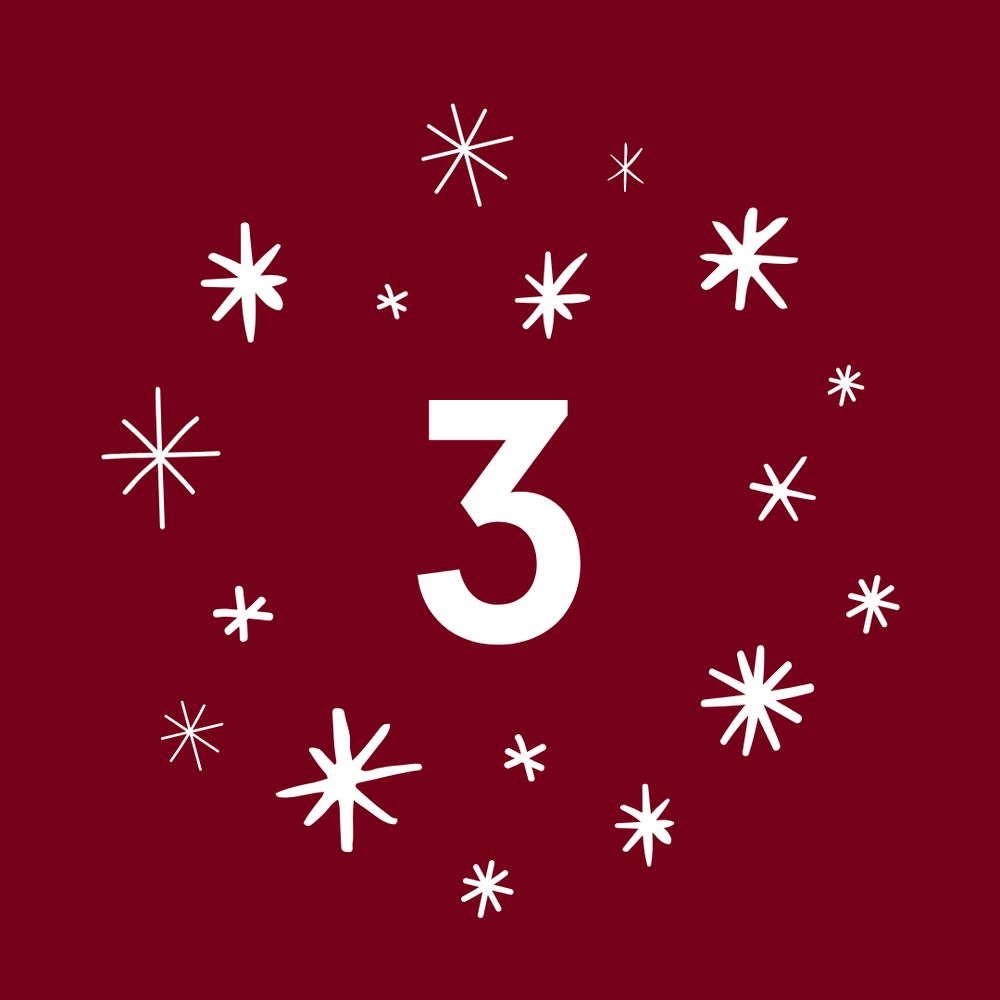 Number 3 surrounded by stars