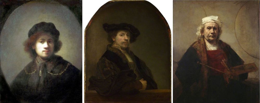 Three self portraits of Rembrandt