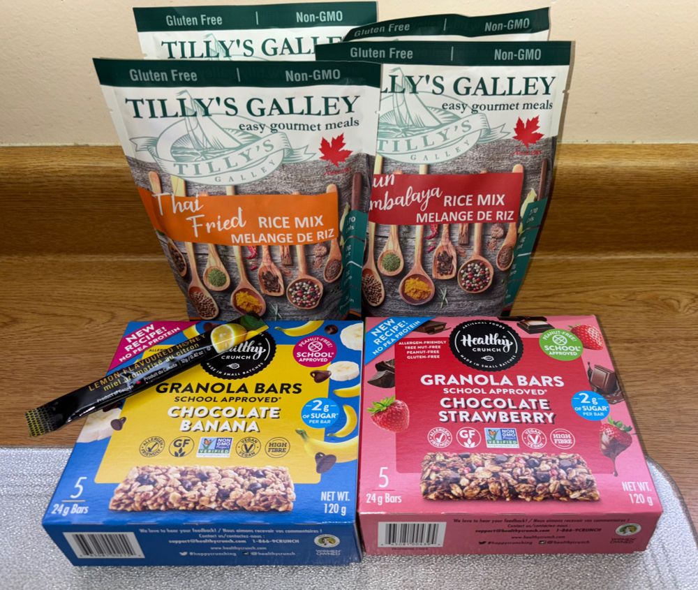 Tilly's Galley rice mixes - Thai Fried and Jambalaya; and Healthy Crunch Granola Bars - Chocolate Banana and Chocolate Strrawberry