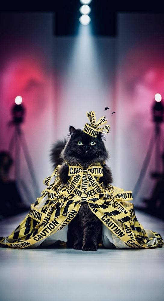 Cat cool dreamy fashion caution tape couture