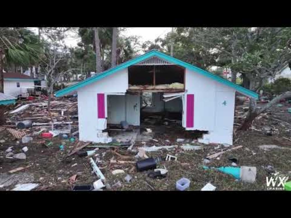 Hurricane Helene - Cedar Key storm surge aftermath   -Drone