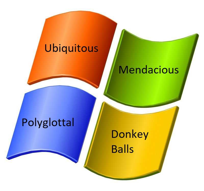 Microsoft Logo w/ the MCRN Black Ops code words in the four colours

Orange is Ubiquitous
Green is Mendacious
Blue is Polyglottal
Yellow is Donkey Balls