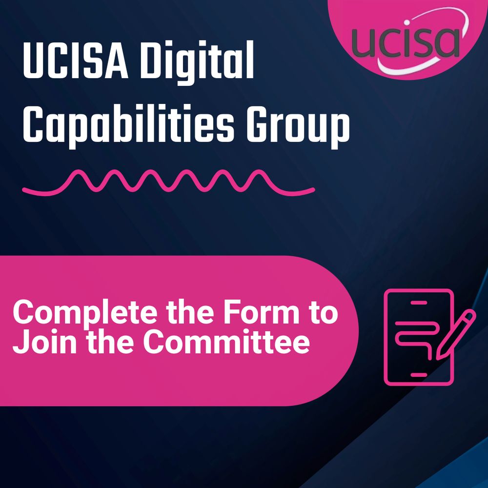 Poster calling to complete the form to join UCISA Digital Capabilities Group Committee, featuring ucisa logo and a digital form icon