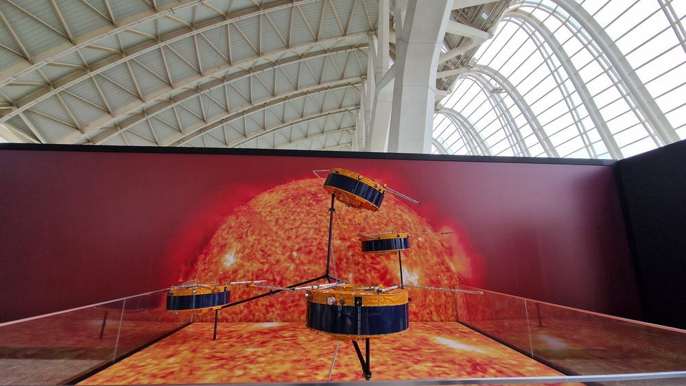 four small drums with solar panels