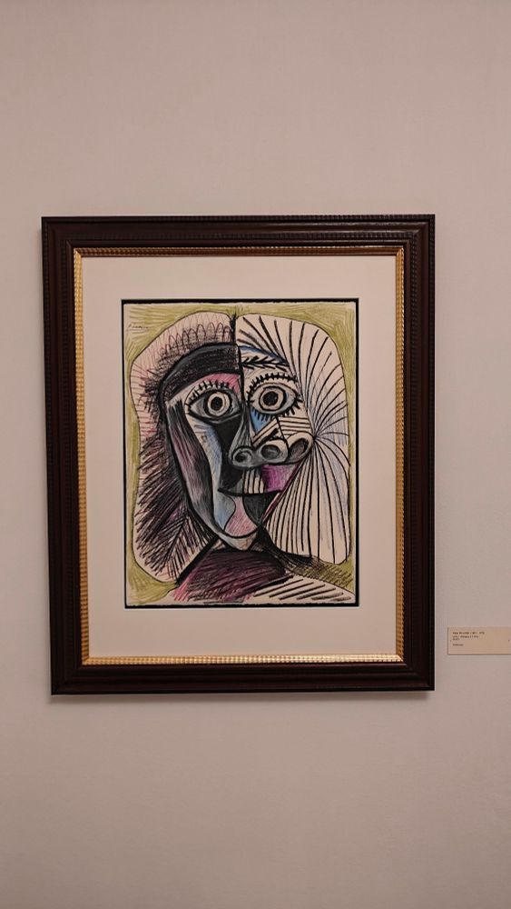 Farbkreidezeichnung von Picasso mit kaschiertem Fehler.