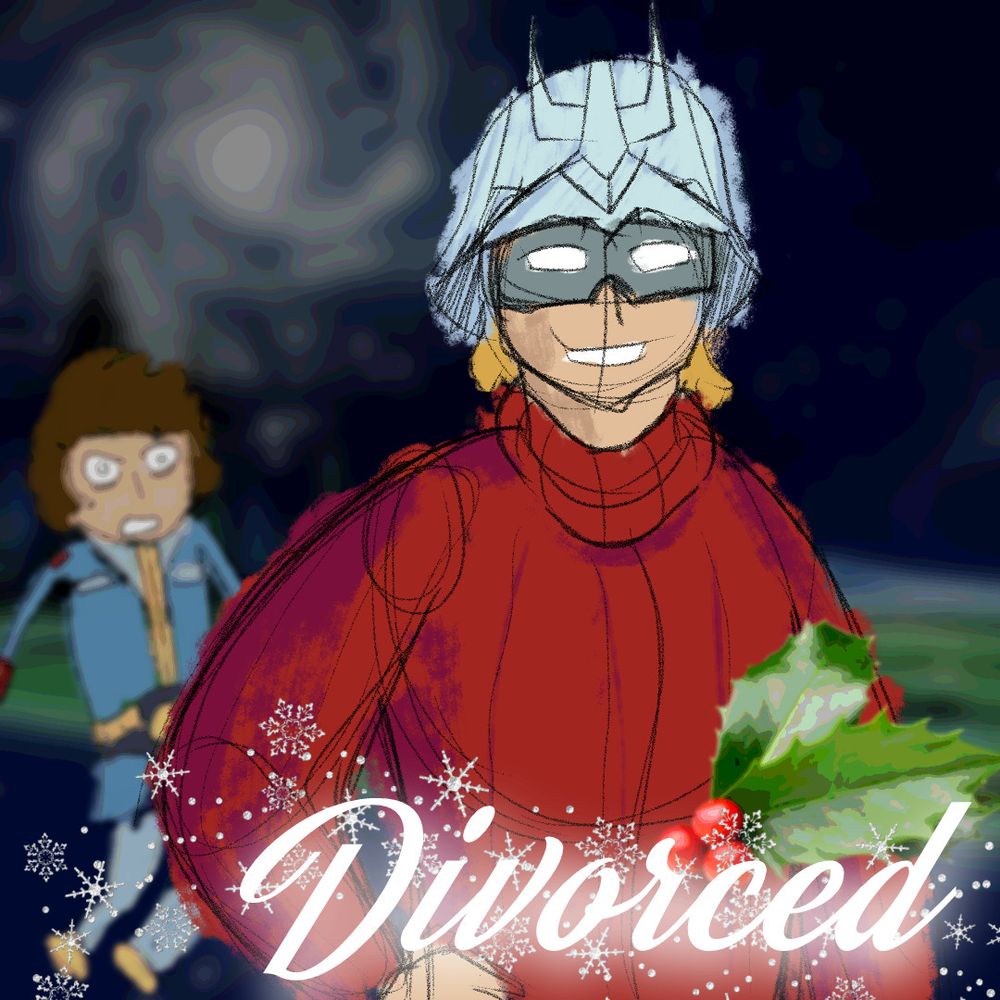 same image as above but now there's clip art of snowflakes and holly behind the text